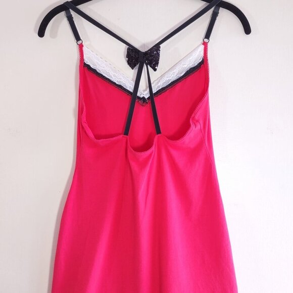 Victoria's Secret Naughty Nice Red Nightie - Cotton Slip Dress Bows Lace Small - Picture 5 of 10